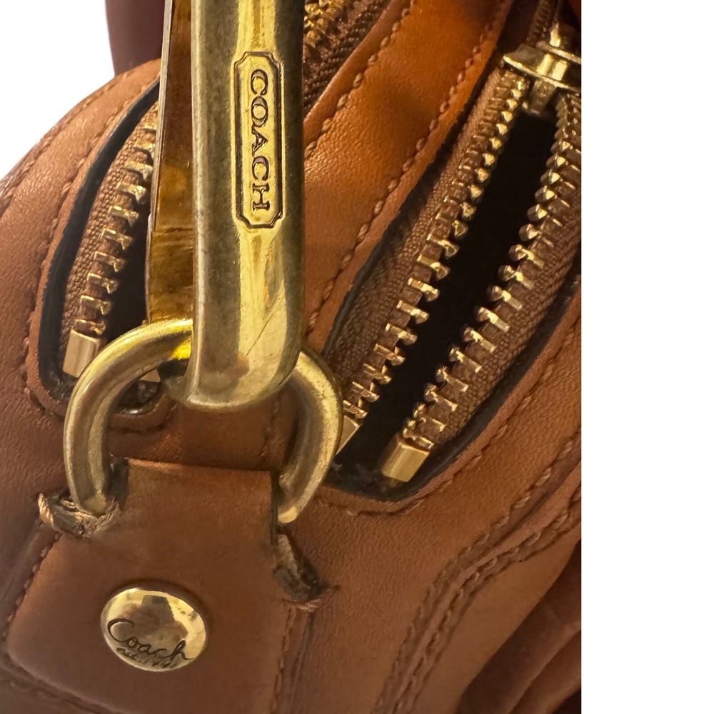 Coach Kristin 2010 Tan Leather 2 Way Double Zip Bag Gold Tone Hardware 
Preloved - Picture 6 of 15